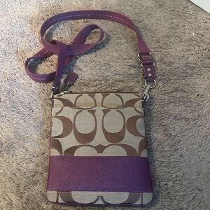 Coach Purple and Tan Crossbody Bag